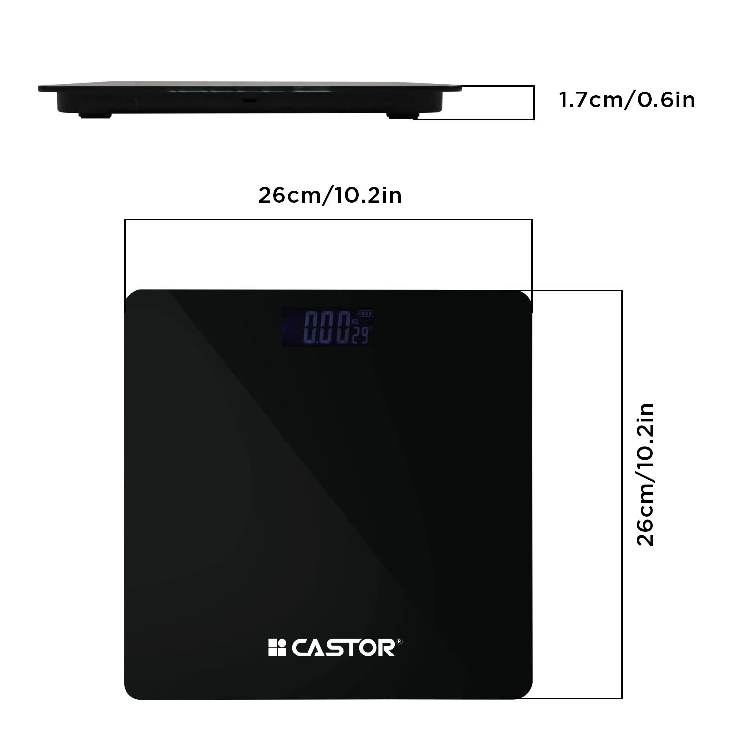 CASTOR iBELL BS026M Digital Weighing Scale for Body Weight – Tempered Glass, LCD Display, Auto Power On, Bathroom Scale up to 180 kg (Black) - Image 4