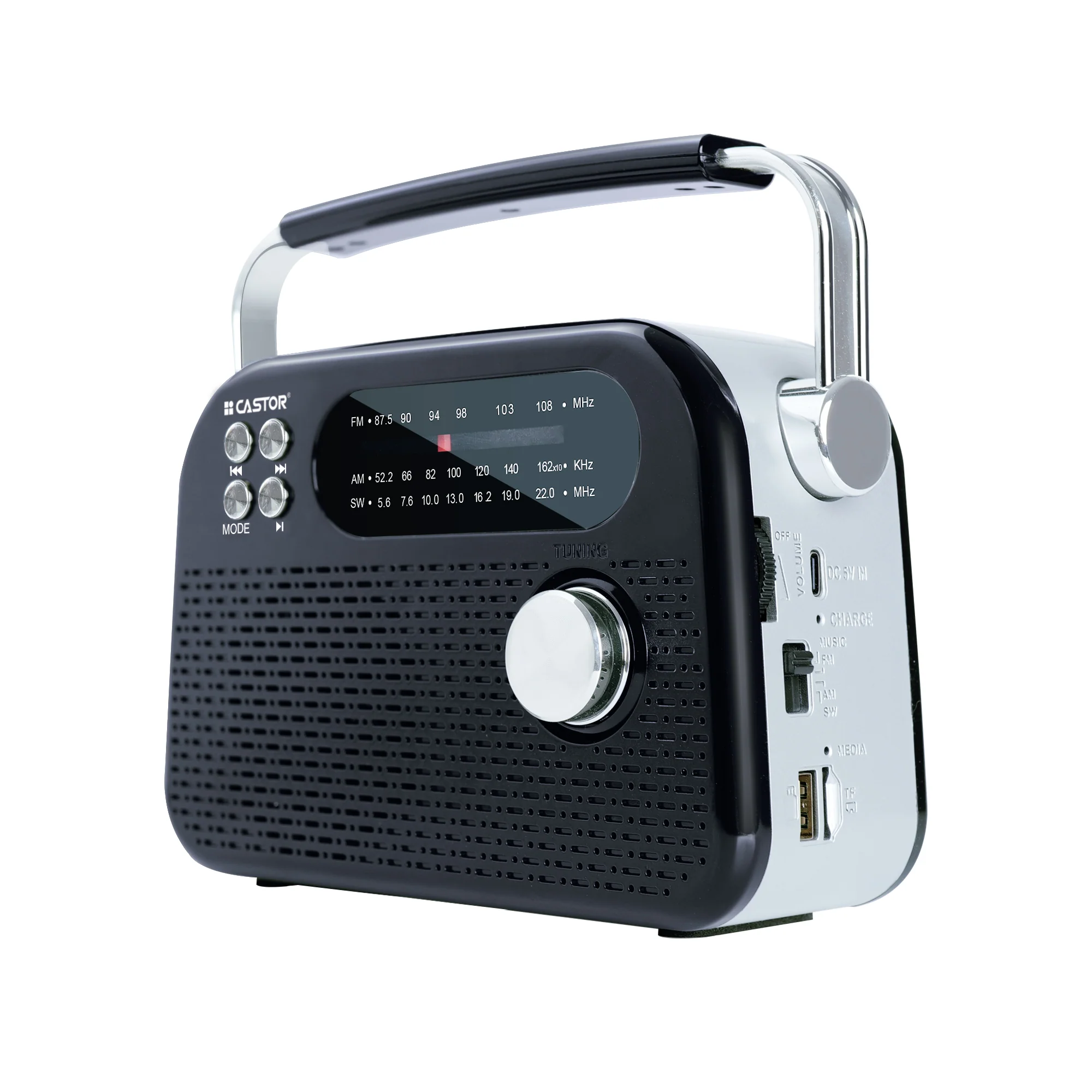 CASTOR iBELL FM820BT Portable FM Radio with Bluetooth Speaker, Rechargeable Battery, USB SD MP3 Player & Dynamic Speaker 3 Band, Black - Image 7