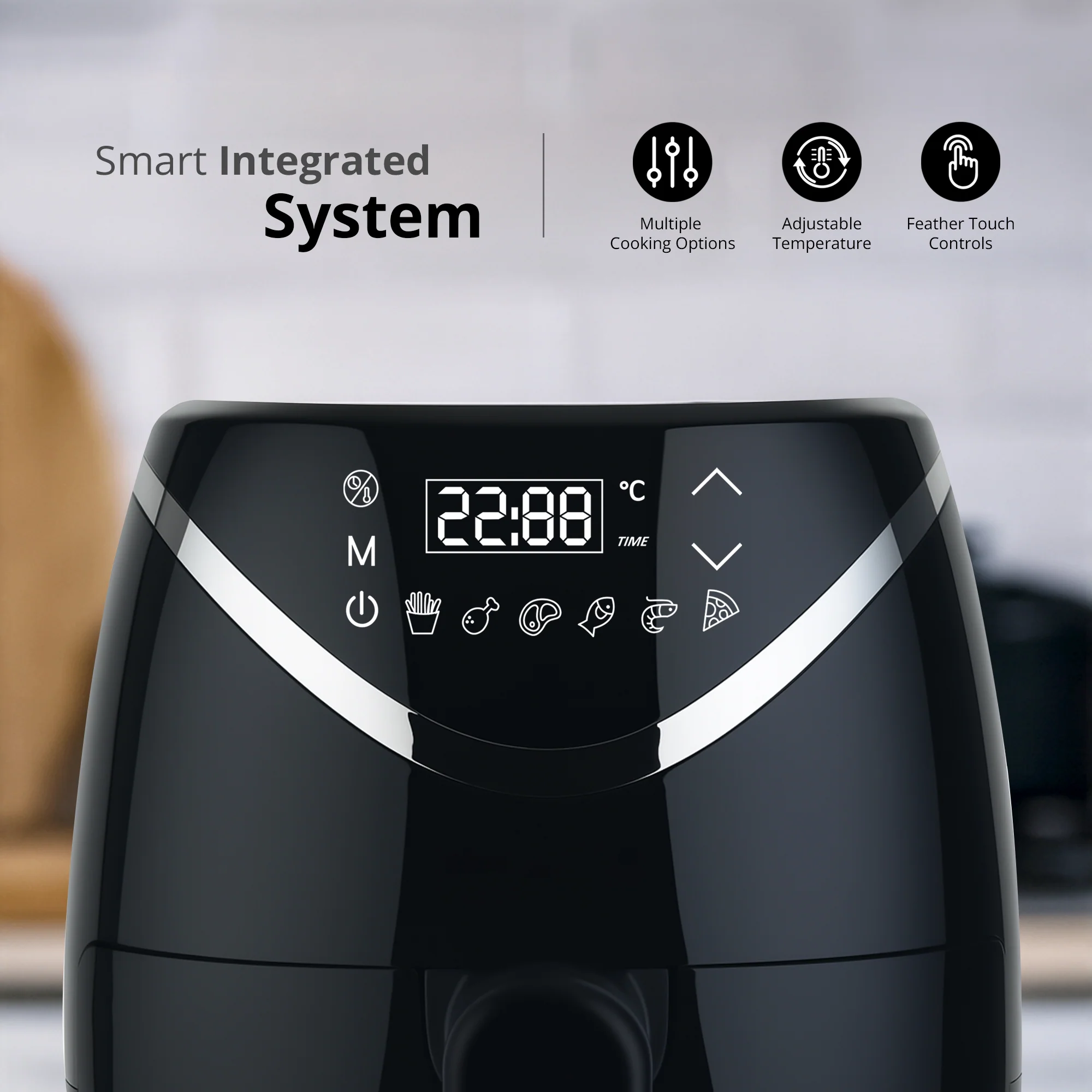 iBELL 3.2L Digital Air Fryer |800W, Feather Touch Control, 6 Preset Cooking Modes, Adjustable Temperature, One Basket with Steam Rack, Oil-Free Healthy Cooking (Black) - Image 6
