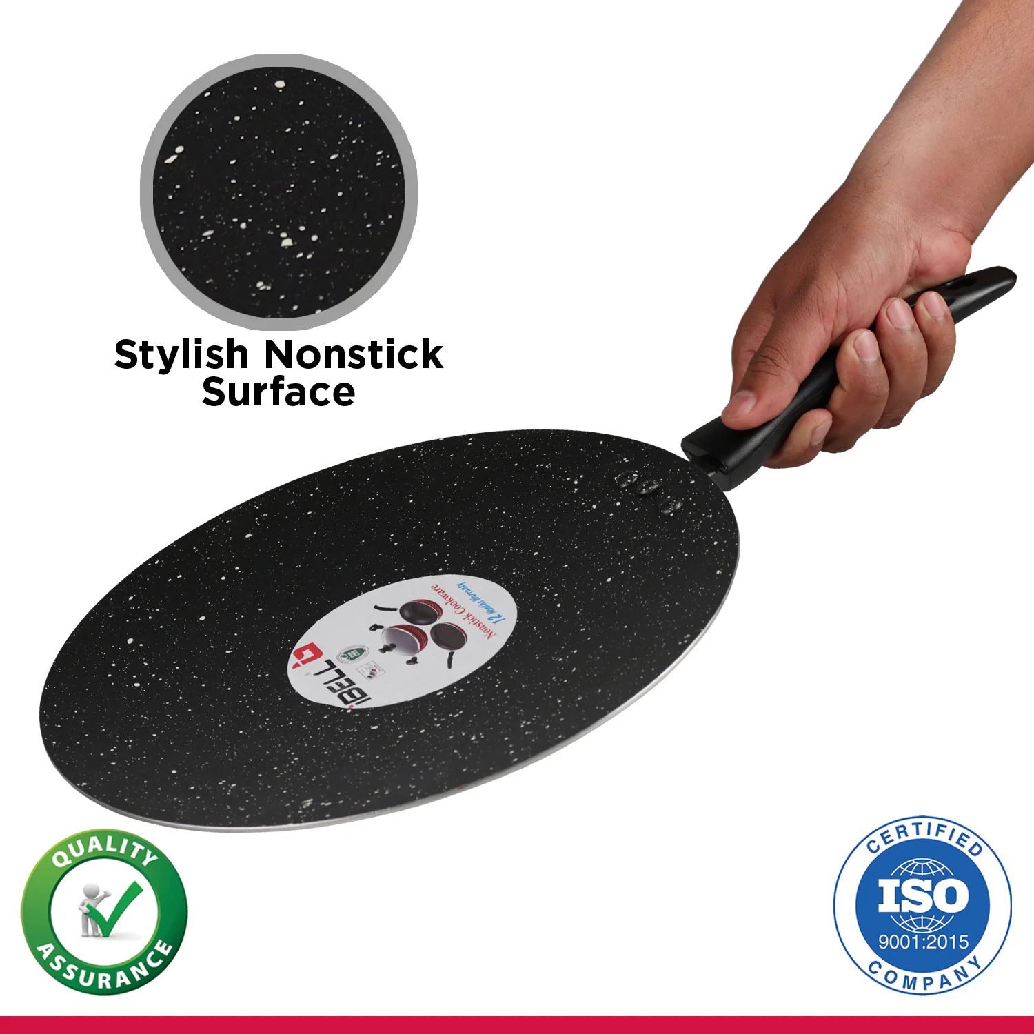 IBELL 3 Layer Durable Aluminium Non Stick Tawa Pan for Dosa/Roti/Chapati (290MM) Black - Image 4