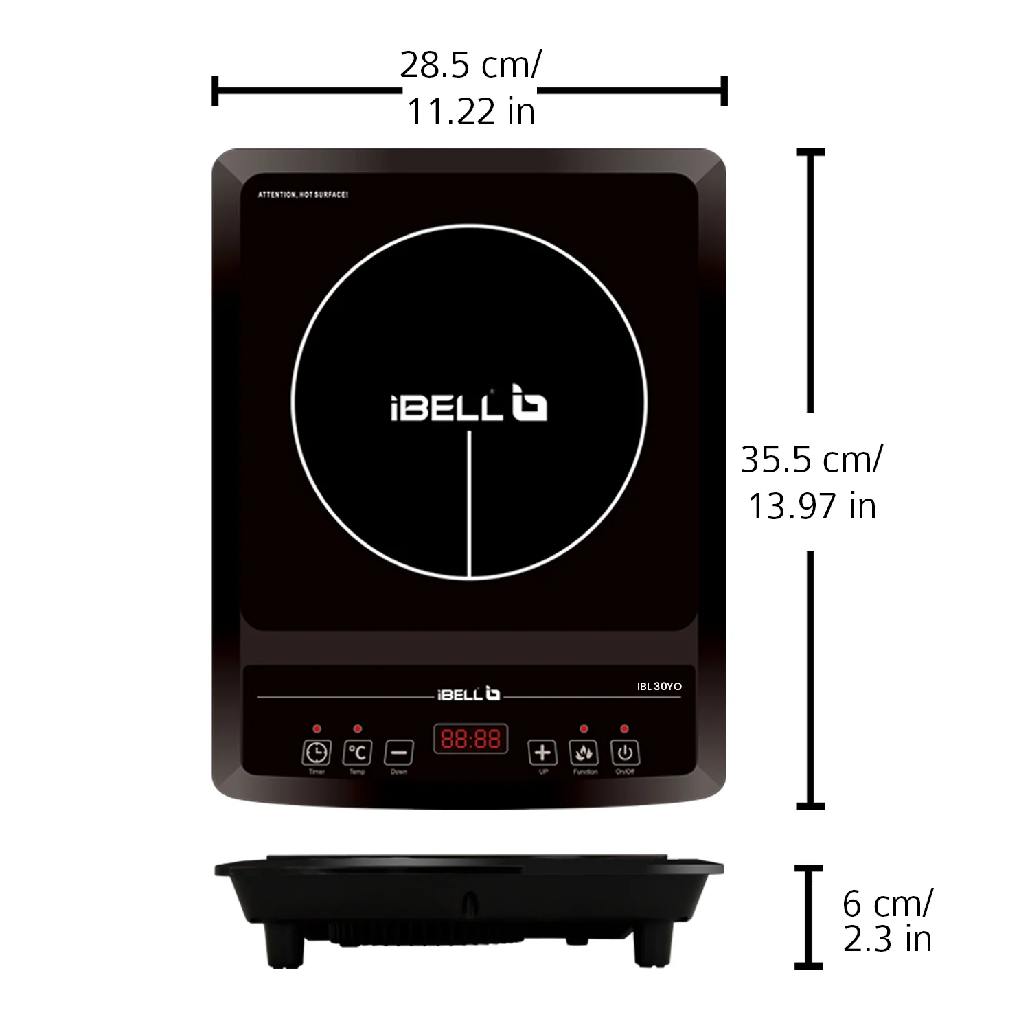 IBELL 30YO Induction Cooktop, 2000W, 2 Yr Warranty, BIS Certified, Crystal Glass Top, Auto Shut Off, Overheat Protection (Black) - Image 6