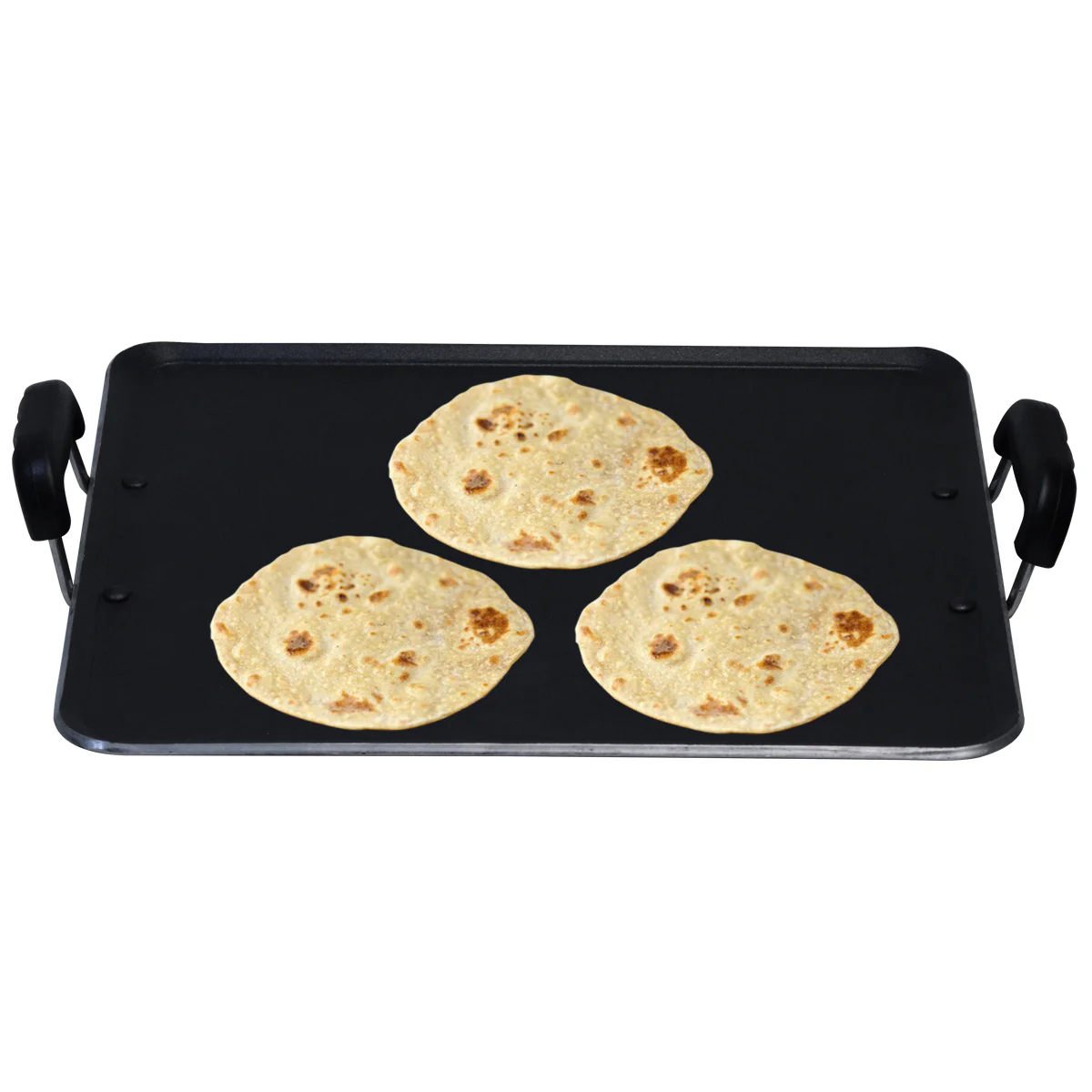 IBELL 3833DLX Non Stick Tawa, Dosa Roti Chapati Pathiri Tawa, Large Rectangular Aluminium Body with Bended Edge, 37.5cm x 31.5cm with 5mm Thickness (Black) - Image 2