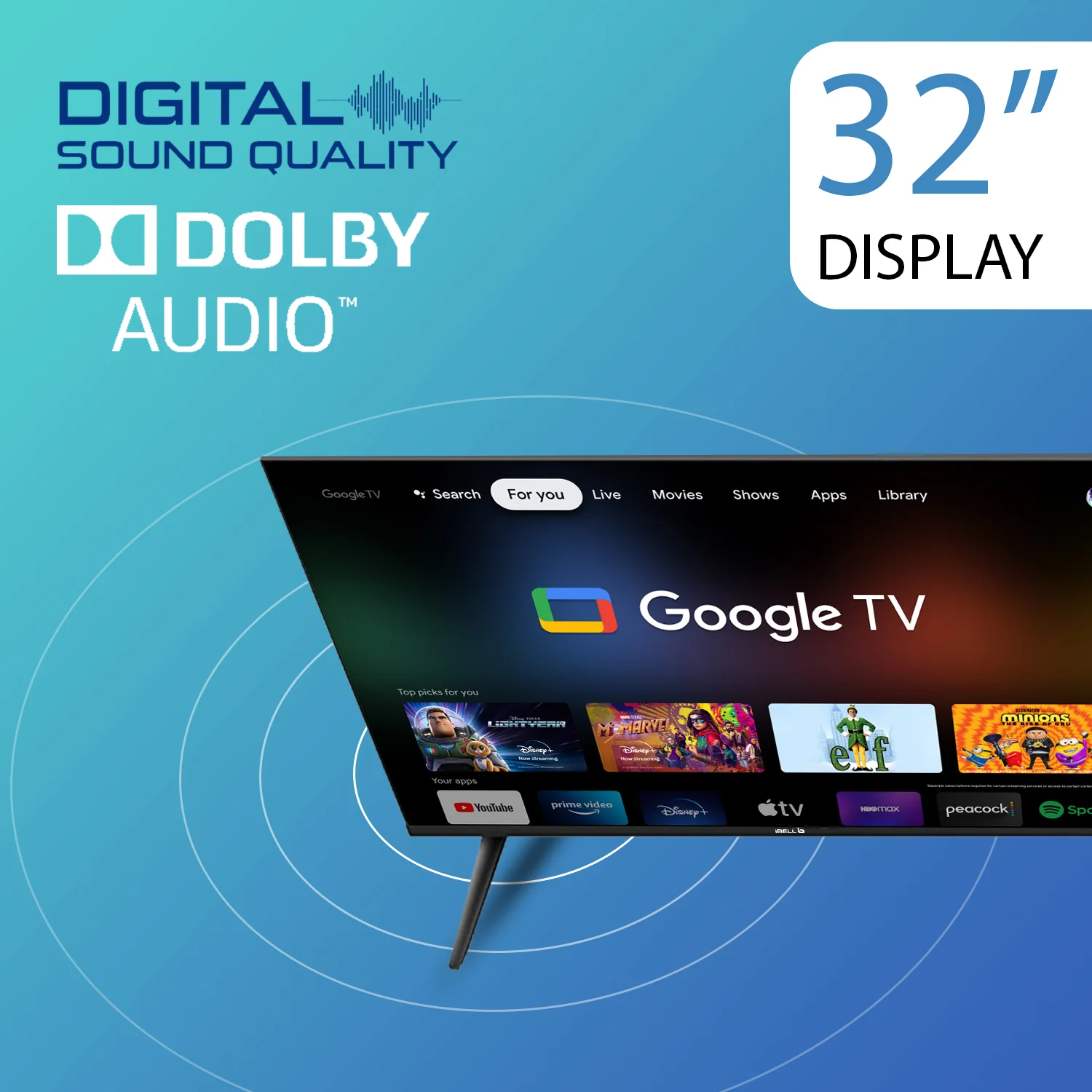 IBELL 80 cm (32 inches) Frameless Series Smart LED Google TV GTV32E (Black) - Image 7