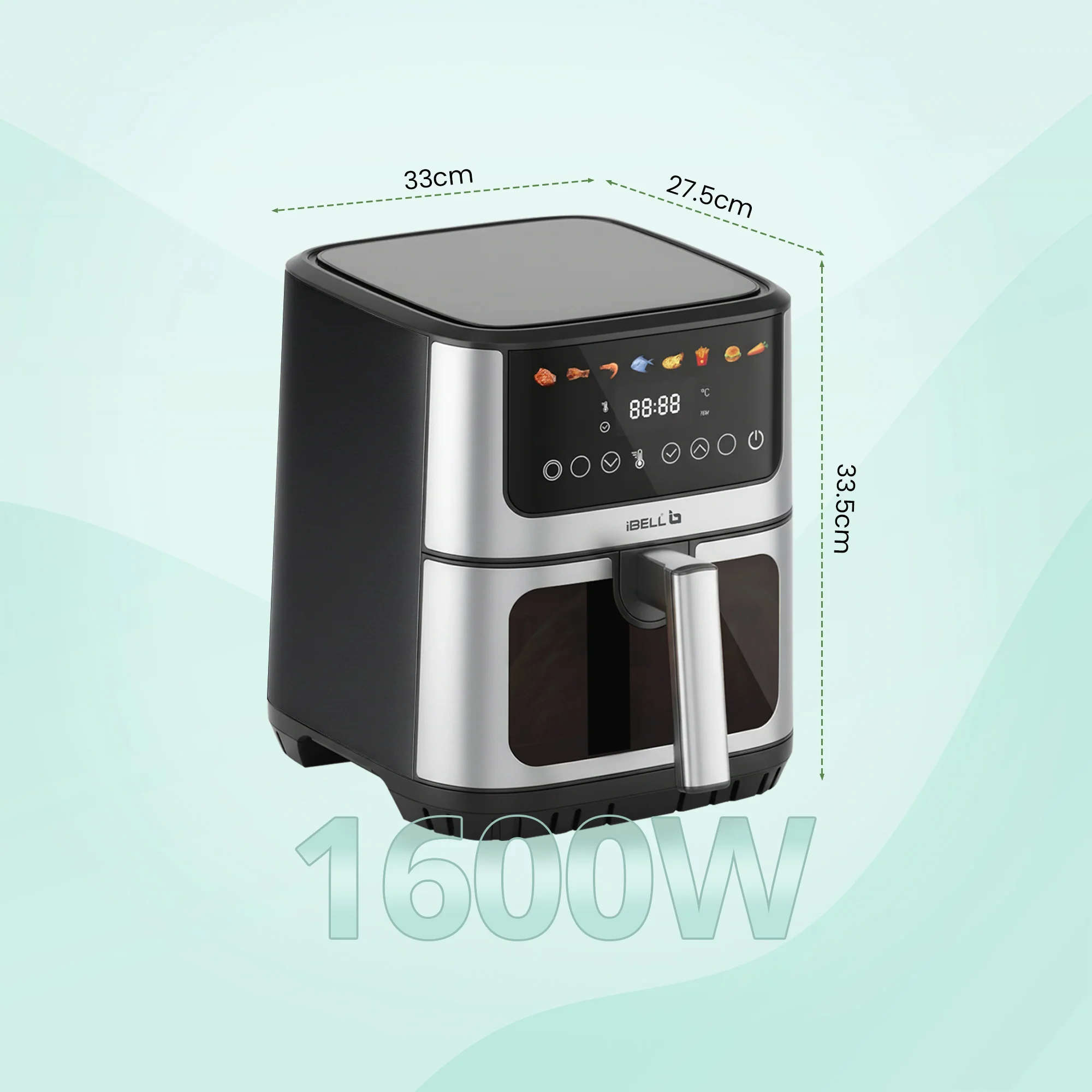 IBELL AEROFry 650 Digital Air Fryer 6.5L, 1600W | Touch Control, 8 Presets, Oil-Free Cooking (Black) - Image 7