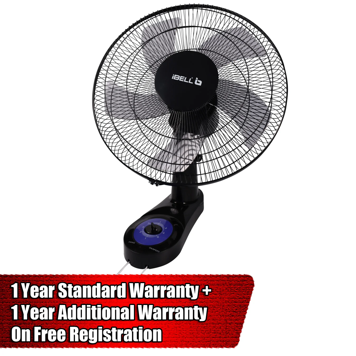IBELL BLADE WF1980 Premium Wall Fan with 5 Leaf, Low Noise Motor,High Speed - Black, 9 inches - Image 5