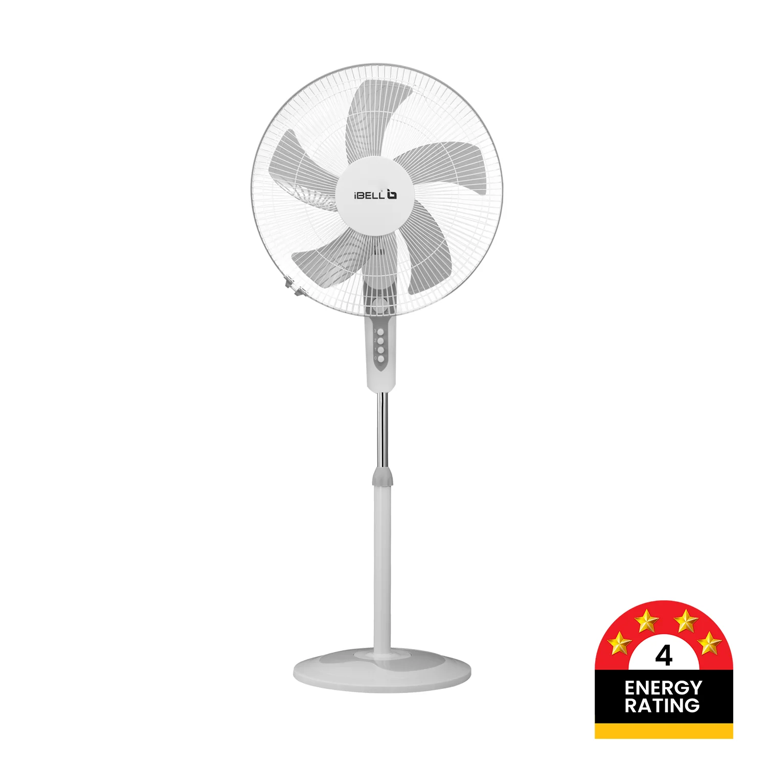 IBELL CHROME10 Pedestal Fan with Timer, 5 Leaf, 406mm, High Speed Motor (White) - Image 5
