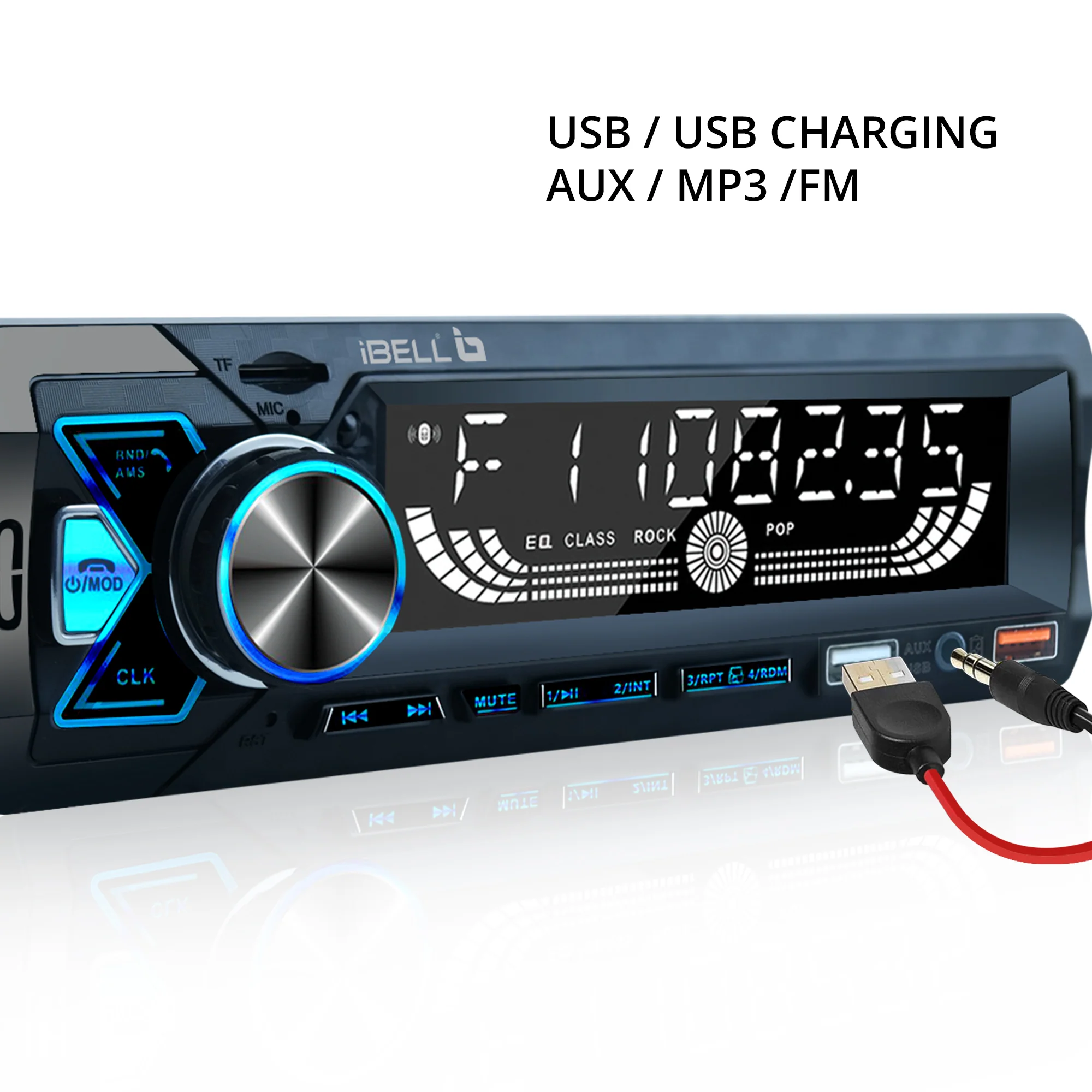 IBELL DXP 650 Car Audio System with Bluetooth, FM, Dual USB, AUX, SD Card, LCD Display Remote Control Car Audio Player - Image 3