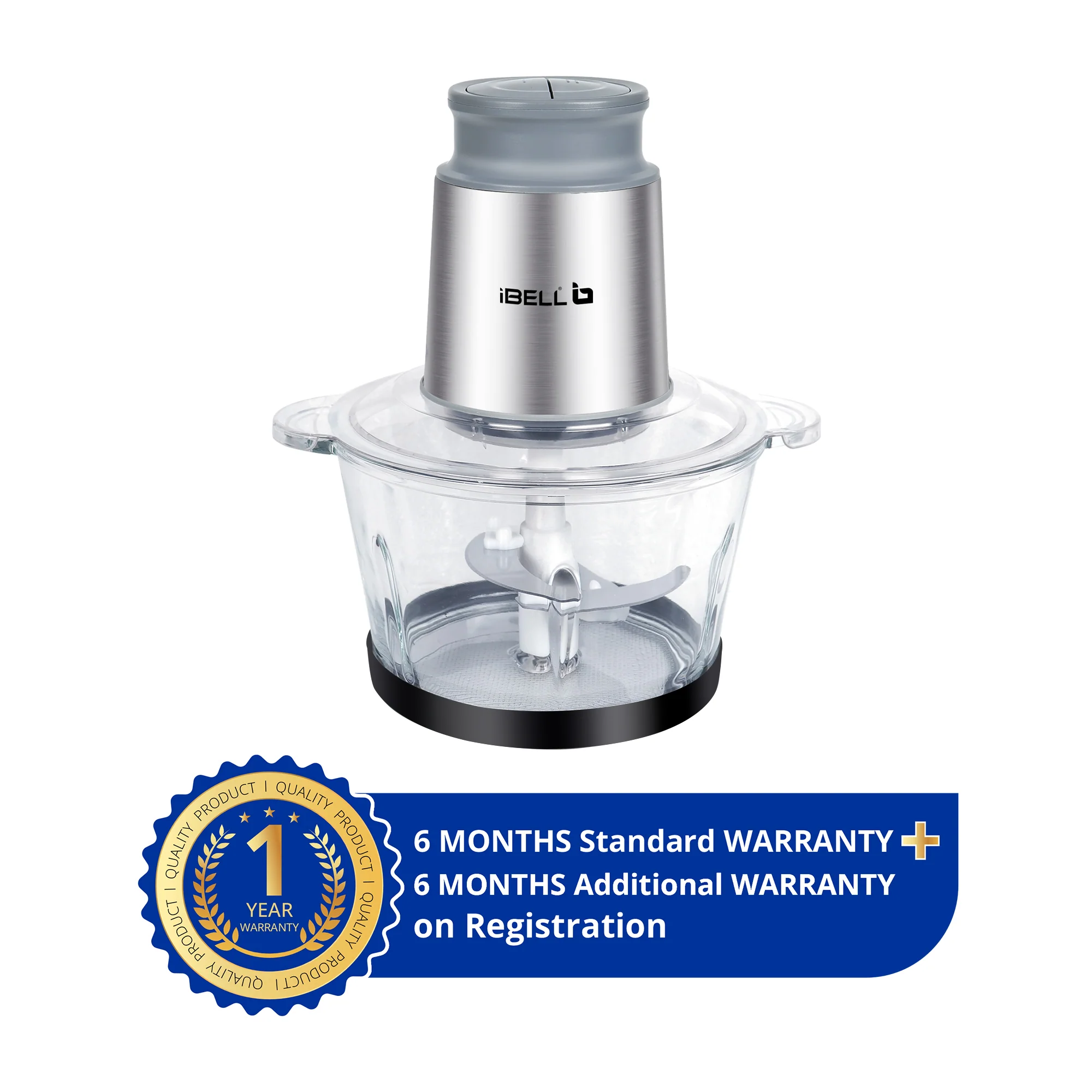 IBELL MT200GM Electric Chopper - 2 Litre Glass Bowl, 700W, Multi Purpose for Cutting Slicing Meat, Vegetables, Nuts & Fruits (Silver) - Image 4