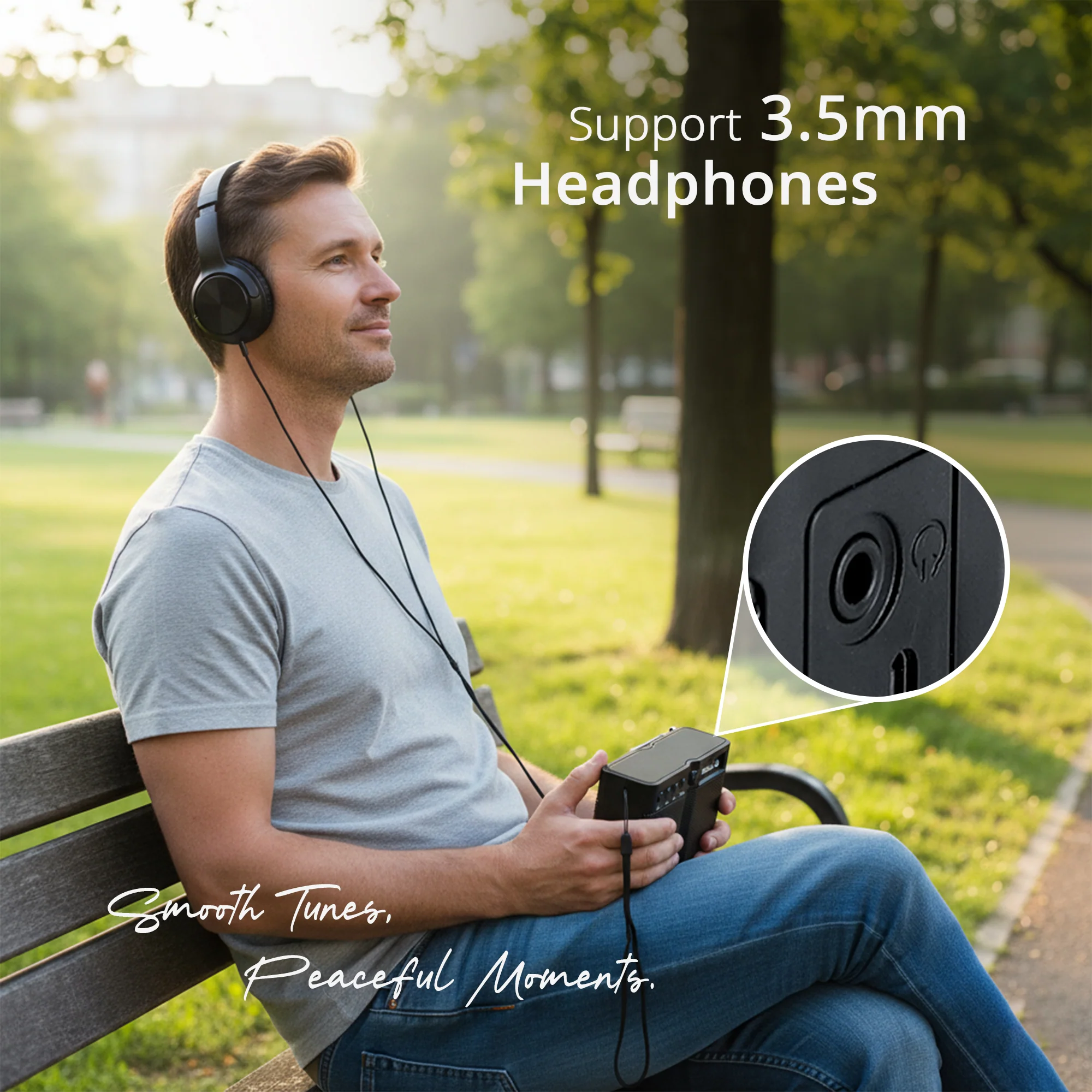 iBELL FM760BT Portable FM Radio with Bluetooth Speaker, USB Charging, Headphone Jack & Built-in Rechargeable Battery (Black) - Image 6