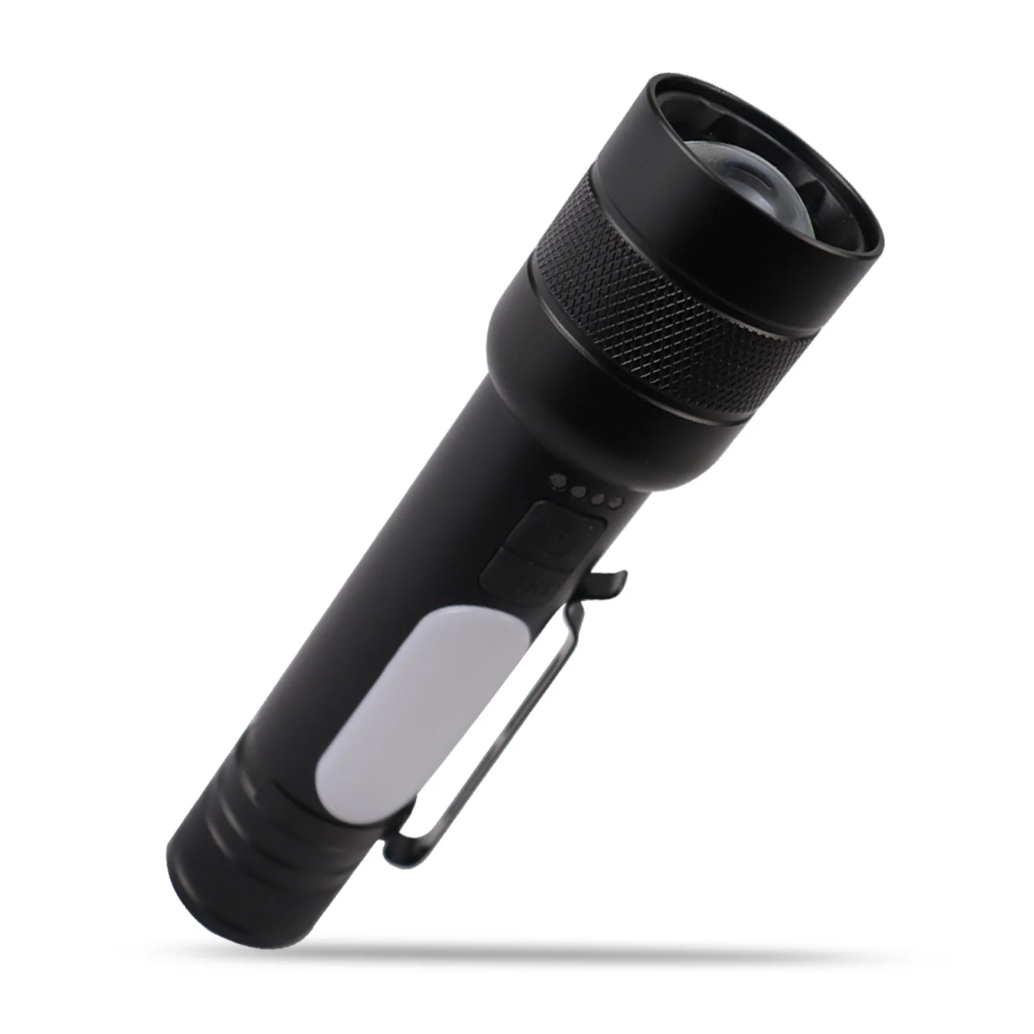 IBELL FL8375S Rechargeable Torch, Powerbank Function, Aircraft Aluminum Body, Telescopic Zoom, Water Resistant Flashlight with Multiple Light Modes (Black) LED
