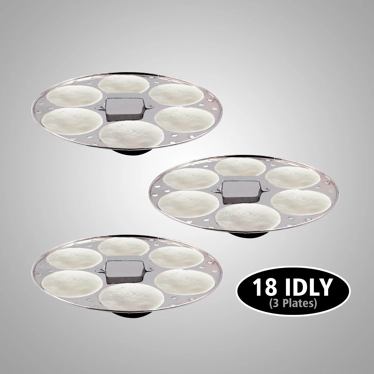 iBELL IP18P3 Stainless Steel High Food Grade Idly Pot, 3 Plates/18 Idly, Silver - Image 2