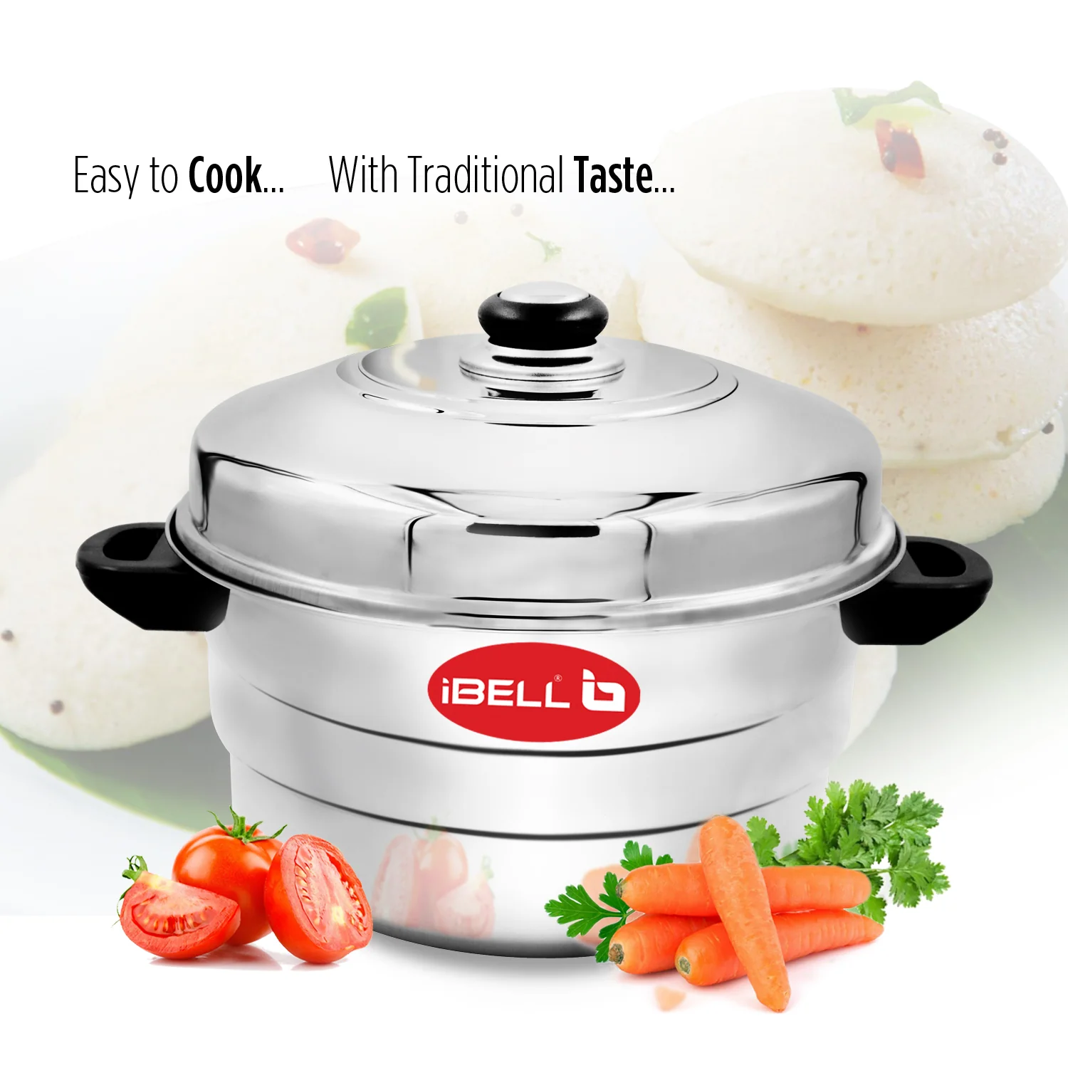 iBELL IP21P3SM High Food Grade Idly Pot Stainless Steel, Idli Pot with Steamer & Mini Idli Plate, 3 Idli Plates / 21 Idlies (Silver) - Image 5