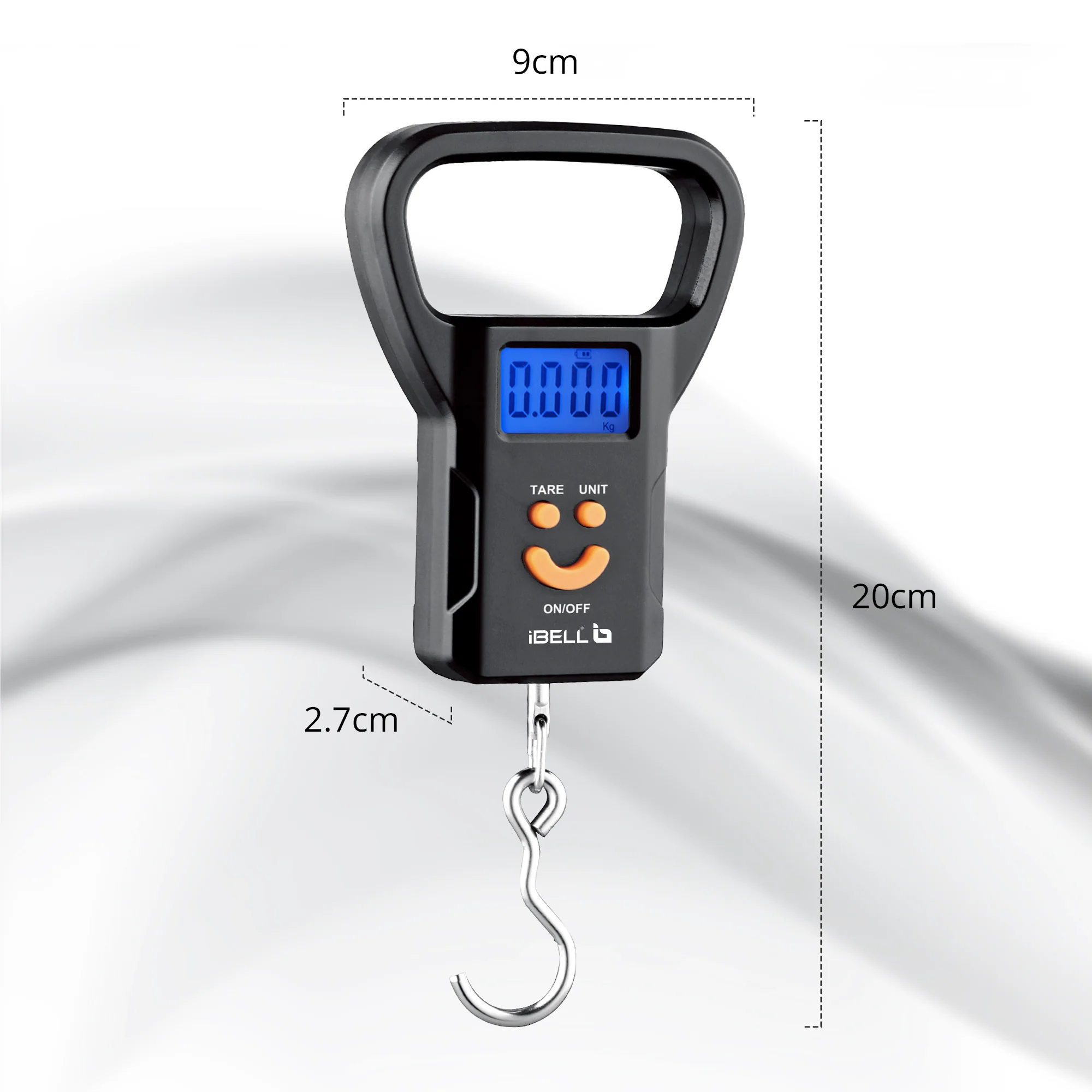 iBELL LS520M Luggage Weighing Scale, Portable, 50 KG, Hook Type with Digital LED Screen, Tare Function, Auto Power off, Data Look Function, Over Load & Low battery Indicator (Black) - Image 4