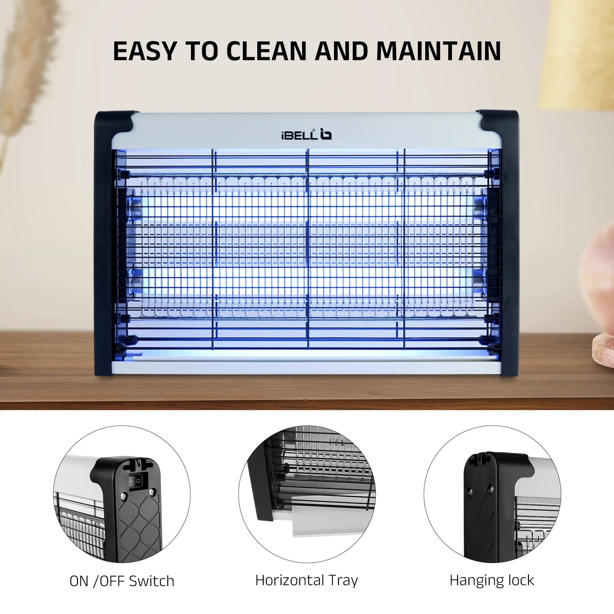 iBELL M102IK Electric Insect Killer Machine/Bug Zapper, 20 Watt Fly Catcher UV Lamp for Home, Kitchen, Restaurants & Office (Grey) - Image 4