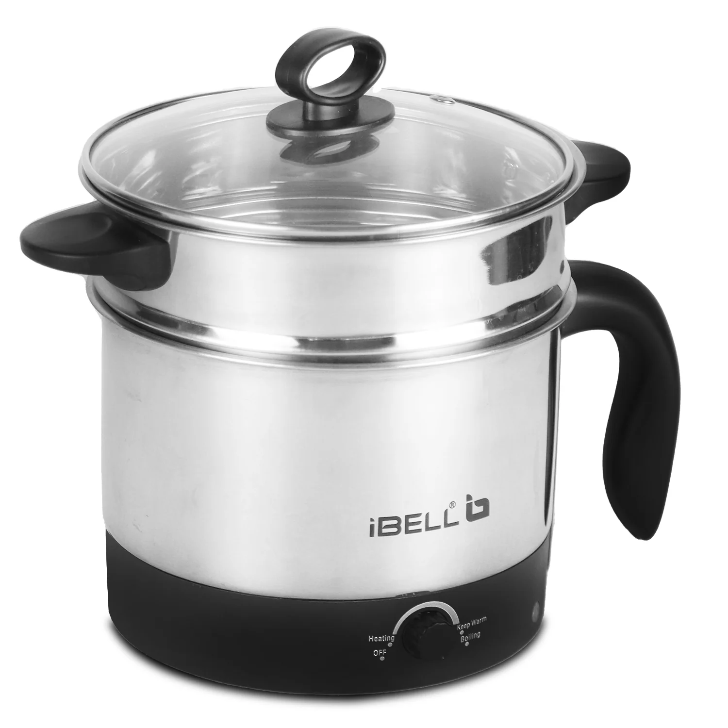 IBELL MPK12M Multipurpose Electric Kettle, 1.2 Litre, 600W, 2 Cooking Pots & Egg Boiler, Temperature Control, For boiling Water, Egg, Stainless Steel Body (Silver) - Image 2