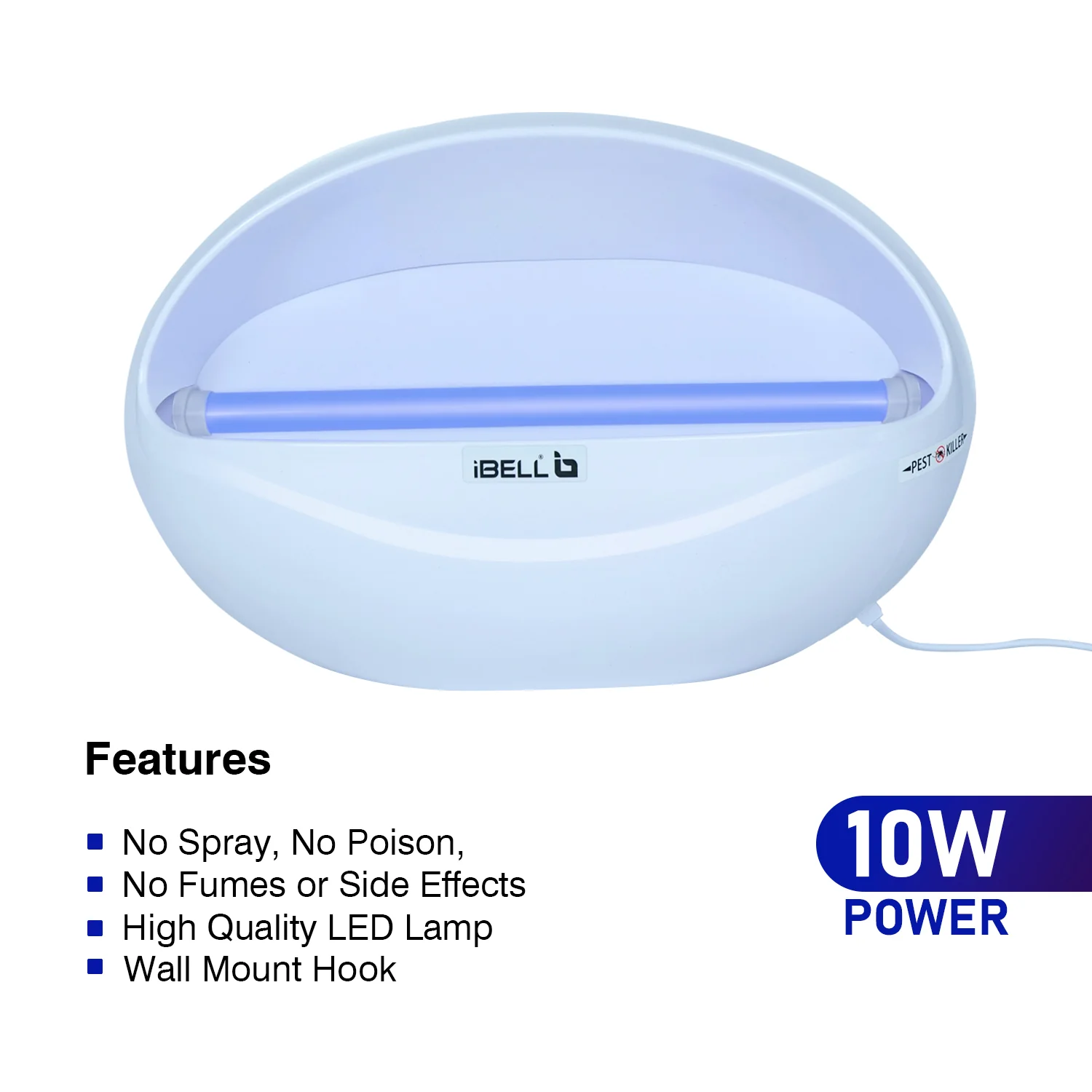 iBELL P100IK LED Fly Catcher & Insect Killer Machine with Sticky Trap, No Side Effects, Compact and Stylish Design for Home, Office and Restaurant (White) - Image 5