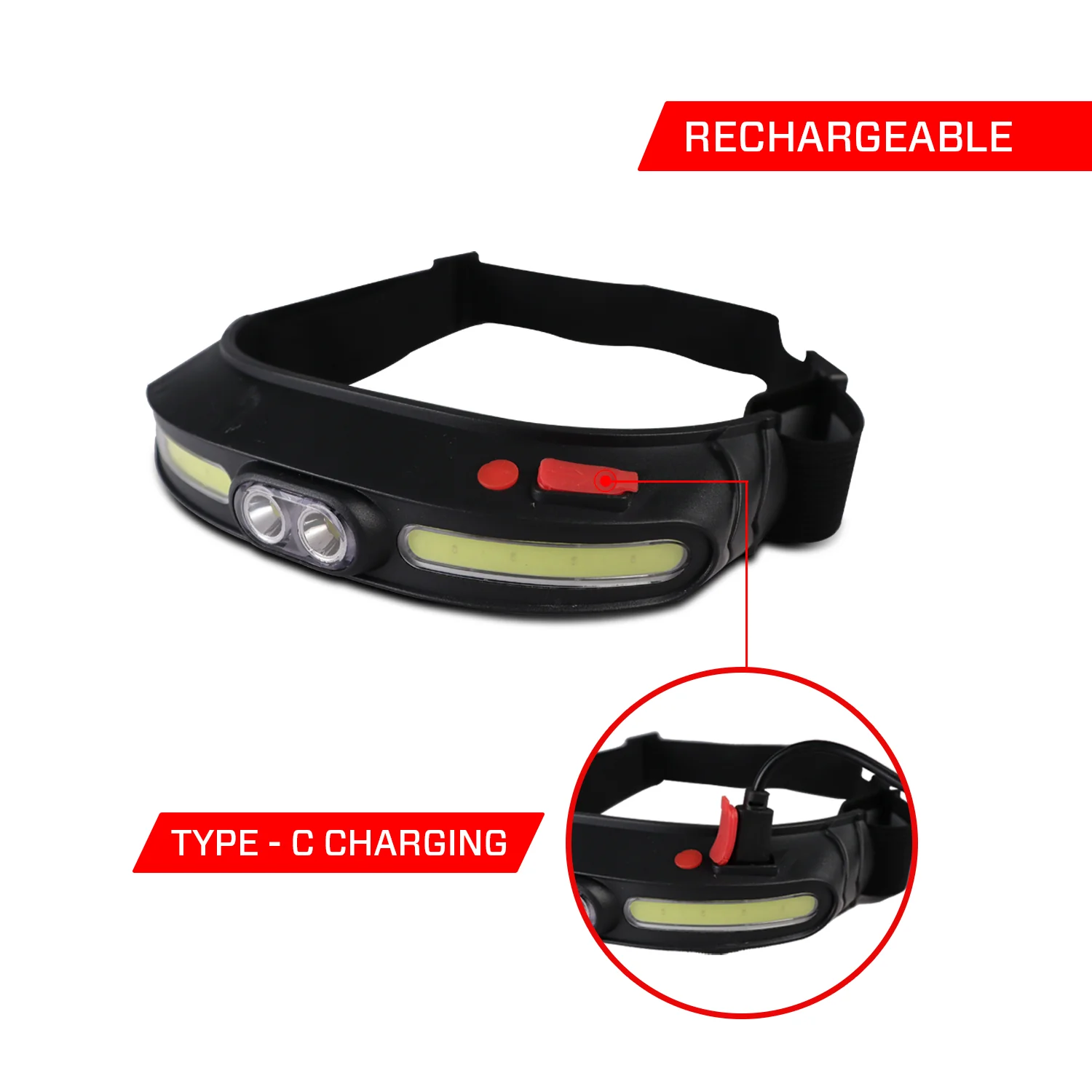 IBELL HL8245S Headlamp Torch with Headband, Rechargeable, LED with 5 Light Modes, Type C Charging, Light Weight, Super Bright & Long Range, for Cycling, Trekking, Camping (Black) - Image 4