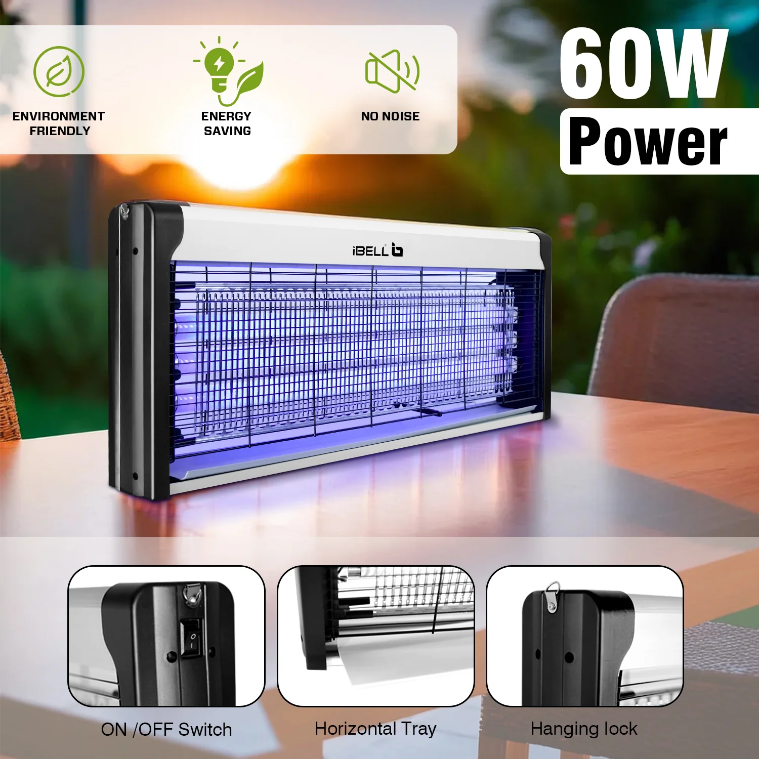 iBELL S60IK Insect Killer Machine 60W, UV Lamp Technology, Effective Bug Zapper for Home, Office, and Restaurants (Silver) - Image 3