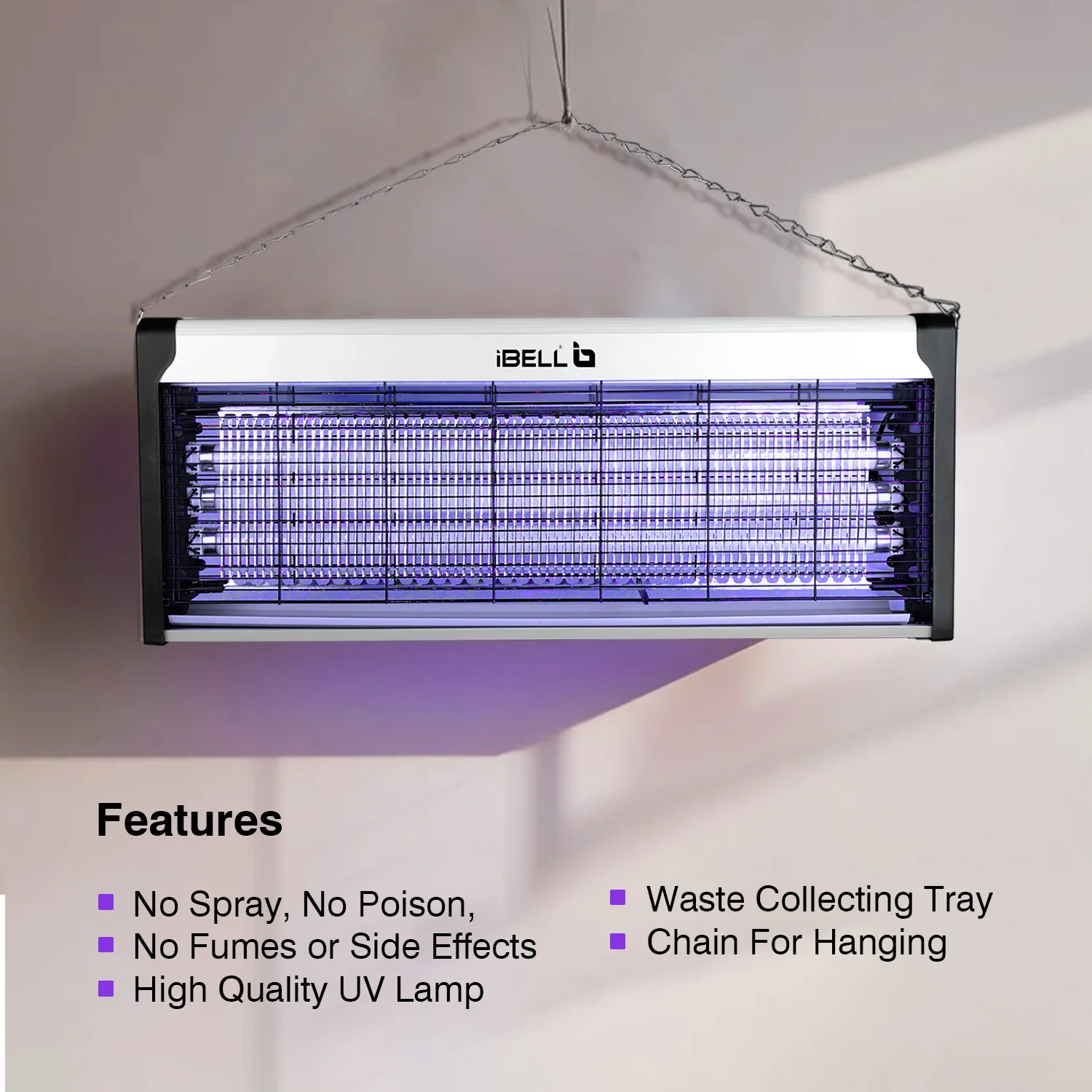 iBELL S60IK Insect Killer Machine 60W, UV Lamp Technology, Effective Bug Zapper for Home, Office, and Restaurants (Silver) - Image 4