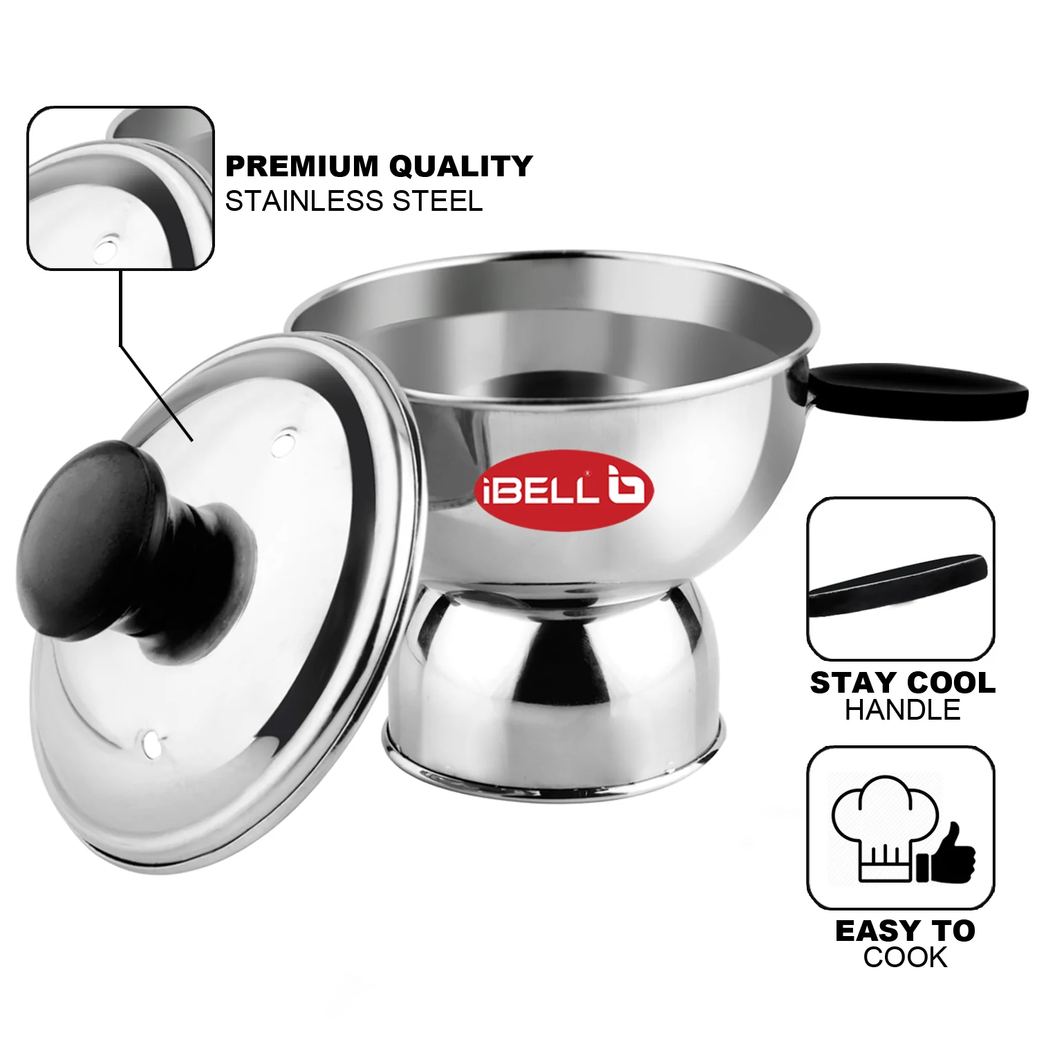 IBELL Stainless Steel Chiratta Puttu Maker Use with Pressure Cooker - Image 5