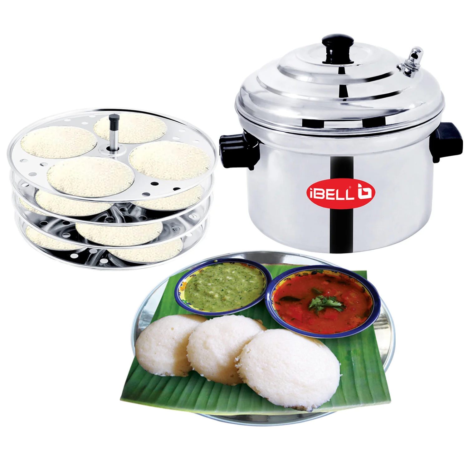 iBELL Stainless Steel Idly Cooker, Induction and Gas Stove Compatible Idli Maker (Silver; 16 Idlies) 4-Plates - Image 4