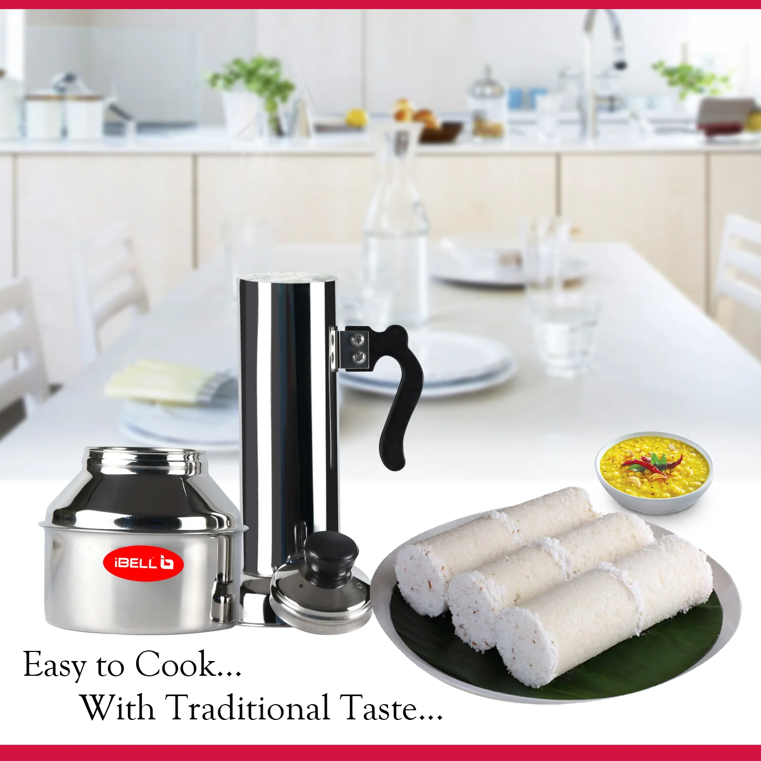 iBELL Stainless Steel Puttu Kudam - Silver - Image 5