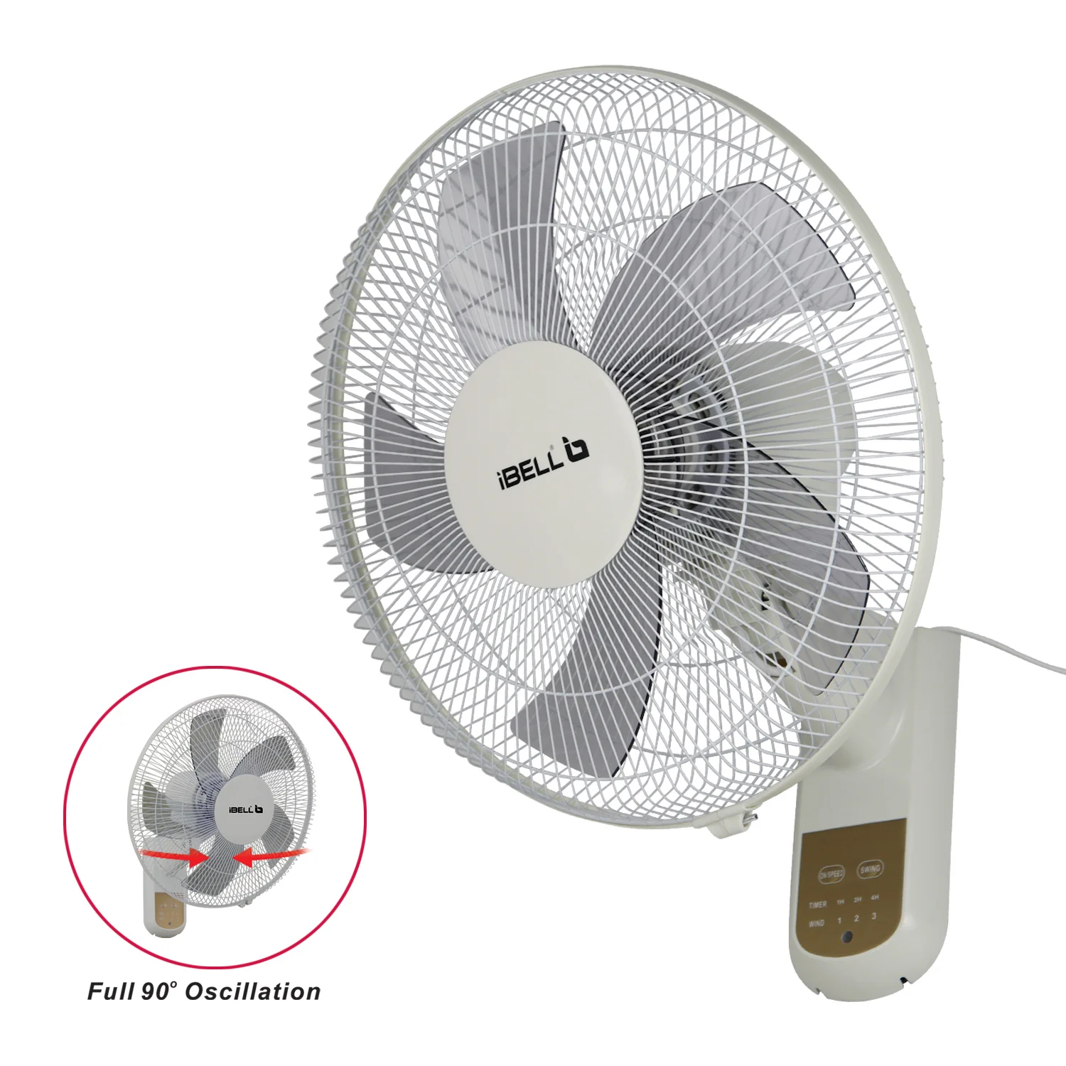 IBELL VIVA High Speed Wall Fan with Remote, 5 Leaf, 406mm, Low Noise Motor, White - Image 3