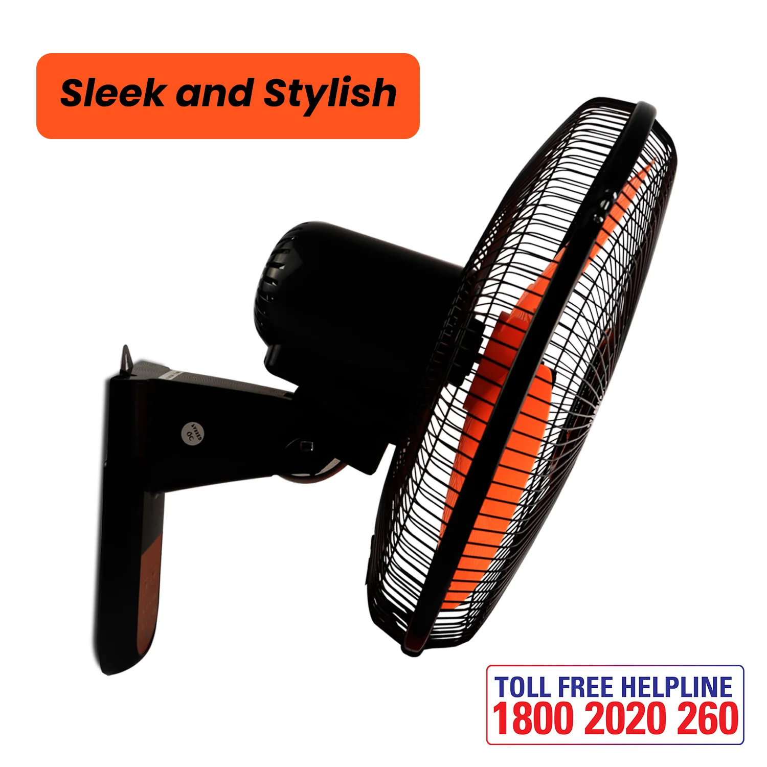 IBELL VIVA03WF High Speed Wall Fan with Remote, 3 Leaf, 406mm, Low Noise Motor (Orange in Black) - Image 5