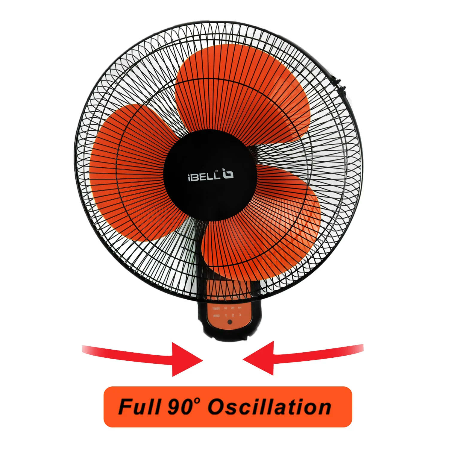 IBELL VIVA03WF High Speed Wall Fan with Remote, 3 Leaf, 406mm, Low Noise Motor (Orange in Black) - Image 7