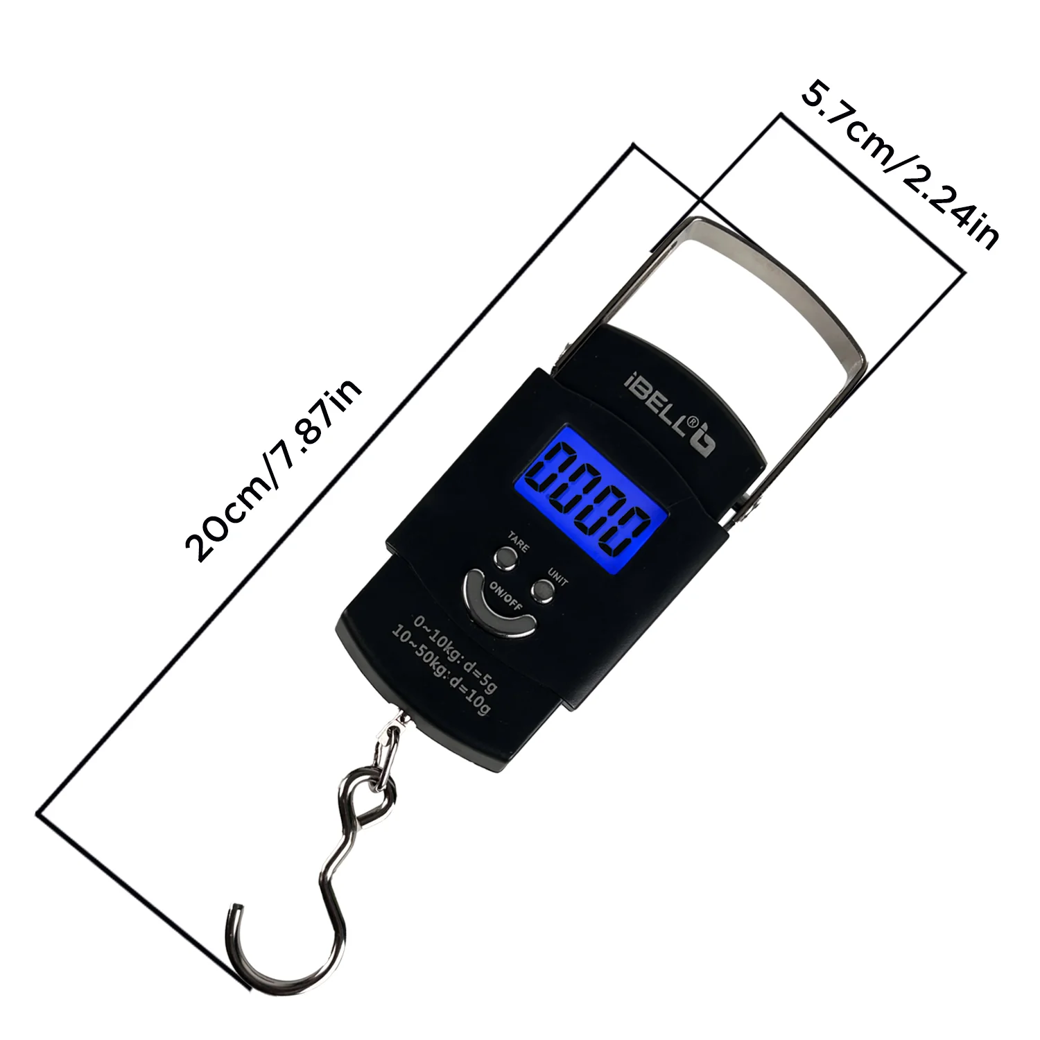 iBELL Weight Machine For Luggage Weighing Scale, Portable, 50 KG, Stainless Steel Hook, Digital LED Display & Tare Function, LS050M (Black) - Image 7